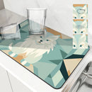 Watercolor Dog Drying Mat by Axyaa - Absorbent Kitchen Draining Pad for Faucet