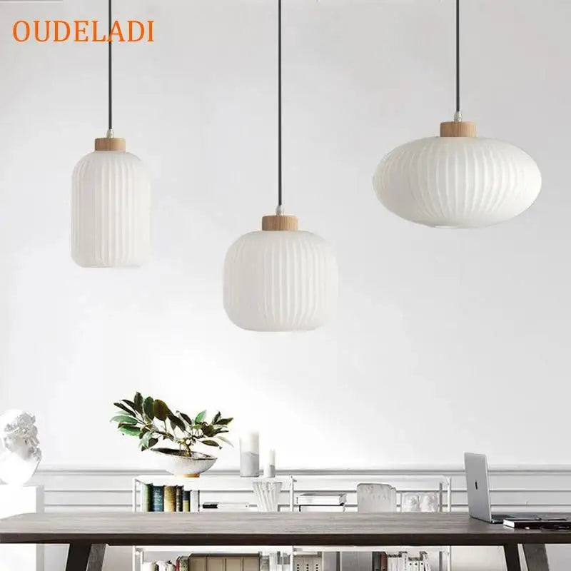 Nordic Wood Pendant Light Fixtures for Kitchen Bedroom by Axya