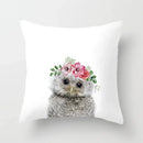 Cute Animals Print Decor Pillowcase by Axyaa - Pink Flower Theme