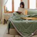 Axyaa Summer Quilt: Solid Color Washed Cotton Single Bed Thin Quilt