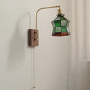 Axyaa Glass Walnut LED Wall Lamp Pull Chain Switch Modern Mirror Light