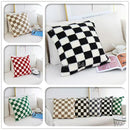 Axyaa Checkerboard Plaid Knit Plush Pillow Cover for Car Sofa, 45*45cm, 50*50cm