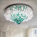 Axyaa Green Crystal Ceiling Light: Modern Luxury Chandelier Lighting Fixture