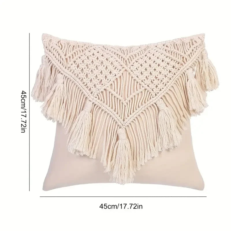 Boho Tassel Cushion Cover 45x45cm for Sofa, Nordic Style Home Decor by Axyaa