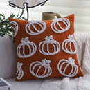 Axyaa Halloween Pumpkin Orange Chenille Plush Embroidery Pillowcase Sofa Cushion Cover