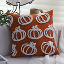 Axyaa Halloween Pumpkin Chenille Plush Embroidery Pillowcase for Sofa & Headboard