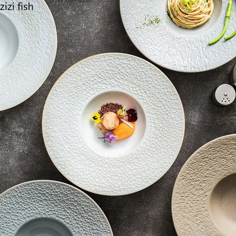 Axya Stone Pattern Ceramic Dinner Plate Set of 4