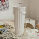 Axyaa Ceramic Milk Oil Relief Vase for Elegant Fresh Flower Arrangement