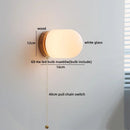 Nordic Glass LED Wall Sconce by Axyaa w/Switch - White Bedside Lamp