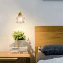 Axyaa Modern Glass Ceiling Light With Wood E27 Bulb for Bedroom Dining Room