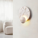 Axyaa White Cave Stone Disk Wall Lamp: Modern Room Decoration with LED Lights
