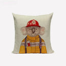 Axyaa Cute Animal Linen Cushion Cover 45*45cm for Child Sofa Home deco
