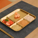 Axyaa Stainless Steel Dipping Plate with Compartments and Tray - Tableware for Snacks and Lunch
