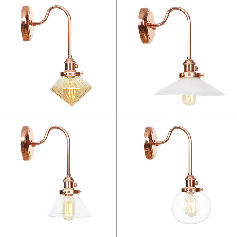 Axyaa Glass LED Wall Sconce Lights - Scandinavian Classic Design