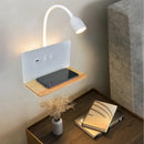 Axyaa Rotatable Wooden Wall Lamp with Wireless Charging & USB Socket