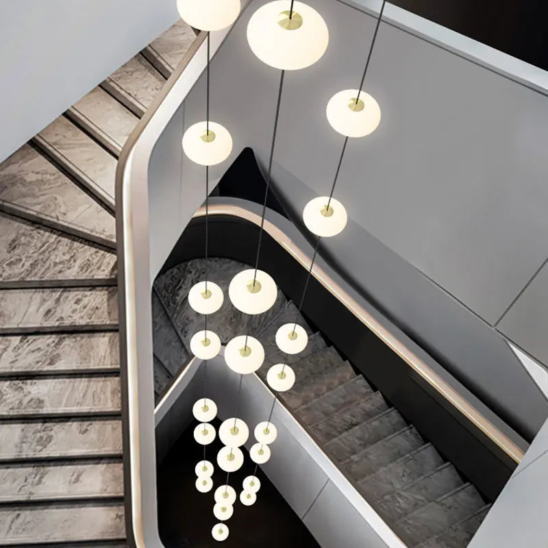 Nordic LED Staircase Chandelier by Axyaa - Modern Home Lighting for Living Room & Attic