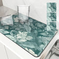 Axyaa Non-Slip Drying Mat for Kitchen Counter, Absorbent Plant Leaf Design