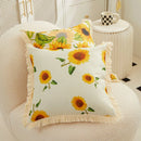 Nordic Sunflower Cotton Linen Pillowcase by Axyaa - Soft Cushion Cover for Home Sofa