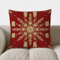 Axyaa Red Pillow with Golden Snowflake Pattern - Sofa, Bedroom, Car Pillow Cover