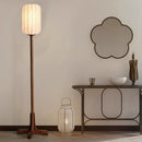 Wabi-sabi Solid Wood Fabric Floor Lamp by Axyaa for Home Decoration