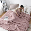 Axyaa Summer Waffle Plaid Cotton Bed Blanket in Green Pink