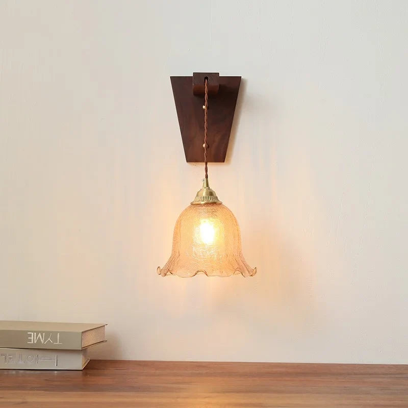 Axyaa Modern Walnut Copper LED Wall Light for Home Decor