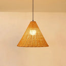 Axyaa Beige Rattan Pendant Light - Handmade Straw Hat Chandelier