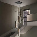 Axyaa Nordic Black Rectangle LED Chandelier - Dimmable Living Room Pendant Lighting