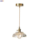 Axyaa Copper LED Glass Pendant Light Fixture Vintage Hanging Lamp