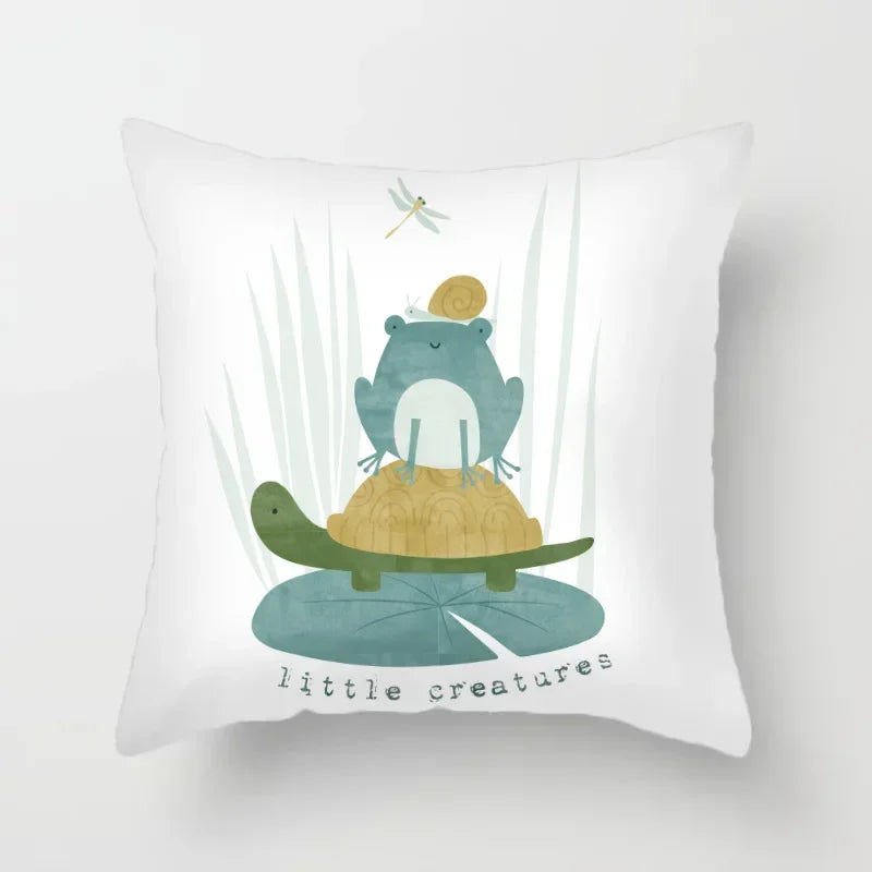 Axyaa Sea Turtle & Bird Pillowcase - Single Print Sofa Case for Children's Bedroom