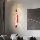 LED Clear Glass Red Metal Wall Sconce 3000K by Axyaa
