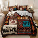 Axyaa Tribal Deer Wolf Bedding Set: Soft Breathable Duvet Cover + 2 Pillowcase, Home & Dorm Decor