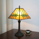 Axyaa Stained Glass Table Lamp 8" Cream Color Desk Light Home Office Bedroom