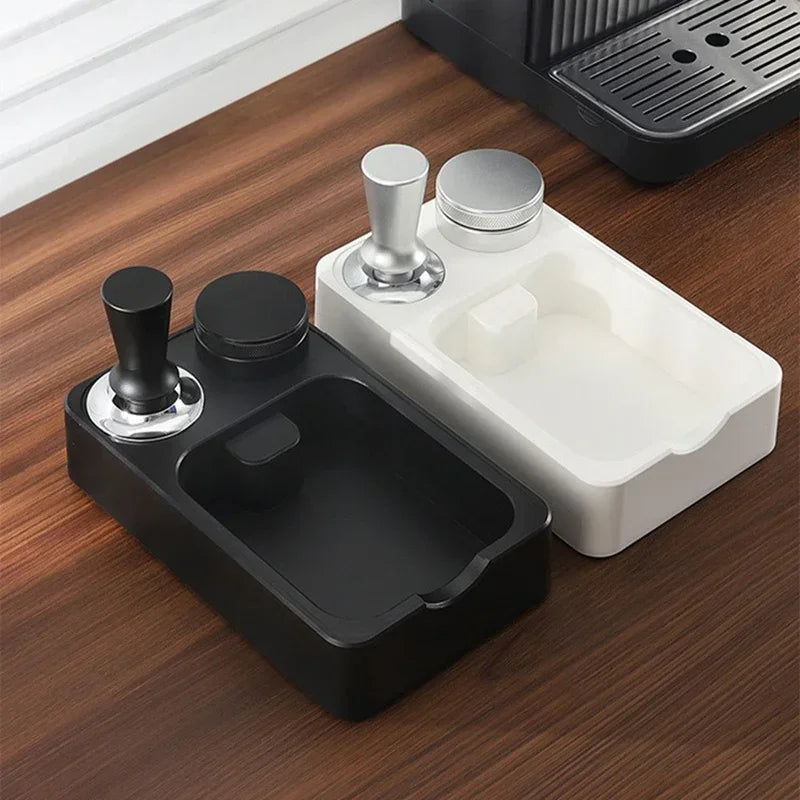 Coffee Grounds Knock Box with Tamper Pad Organizer by Axyaa - Barista Tools
