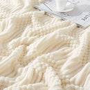Axyaa Cream White Oversized Blanket with Tassel, Cozy Knitted Throw for Sofa and Bed