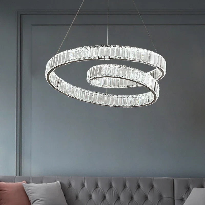 Axyaa Crystal LED Pendant Chandelier for Living and Dining Room