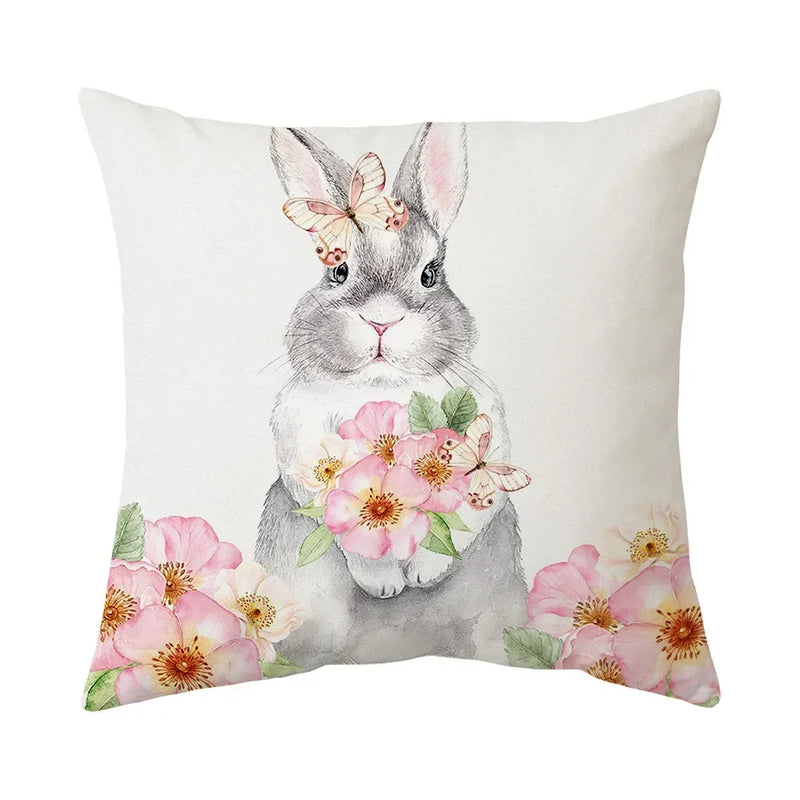 Axyaa Bunny Cushion Cover: Cartoon Rabbit Farmhouse Decor Pillowcase