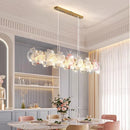 Axyaa Modern French Dining Table with Crystal Chandelier