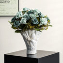 Axyaa Ceramic Floral Texture Vase for Aesthetic Room Decor
