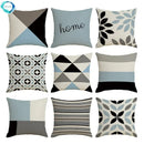 Blue Arrow Geometric Petal Linen Pillowcase by Axyaa