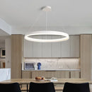 Axyaa Black Circle LED Chandelier Dimmable Pendant Light for Modern Home Decor