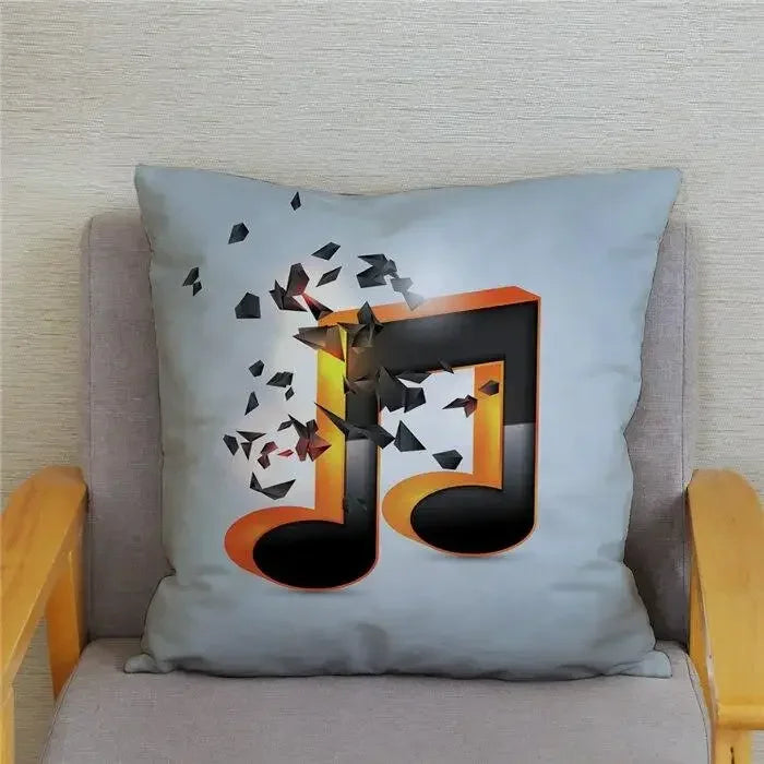 Axyaa Cartoon Sheet Music Printed Cushion Cover for Bedroom and Living Room