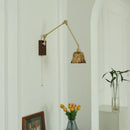 Axyaa Modern LED Wall Light Fixture Walnut Wood Rotatable Glass Bedside Lamp