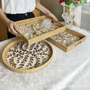 Axyaa Rattan Shell Storage Tray - Handmade Round Plate for Home and Restaurant