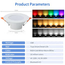 Axyaa 10W Smart Bluetooth Downlight RGBCW Dimmable LED Ceiling Light, App Control