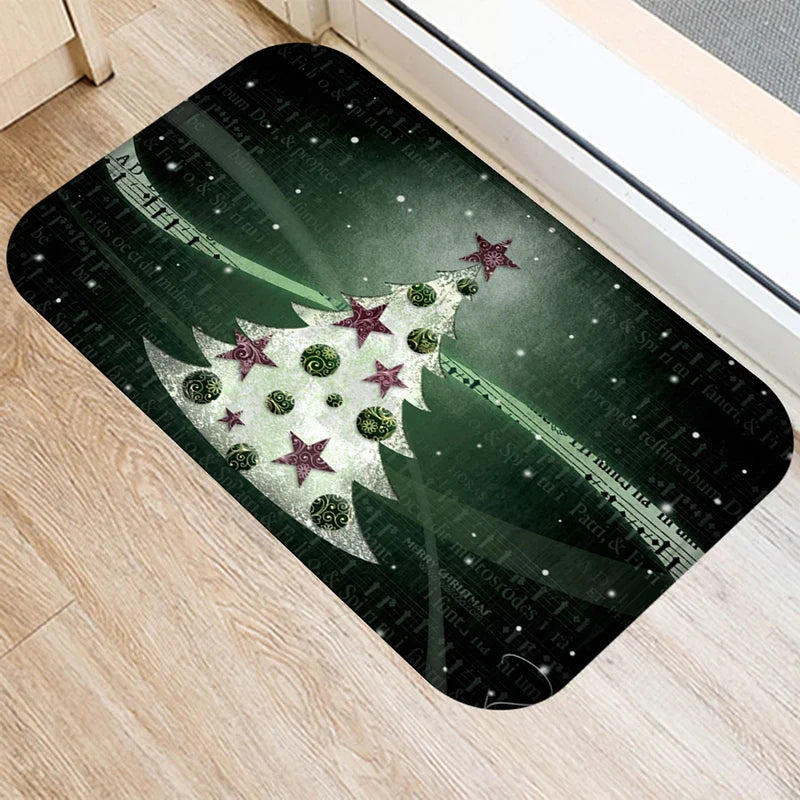 Axyaa Christmas Balls Tree Printed Door Mat Non-Slip Floor Carpet)((((