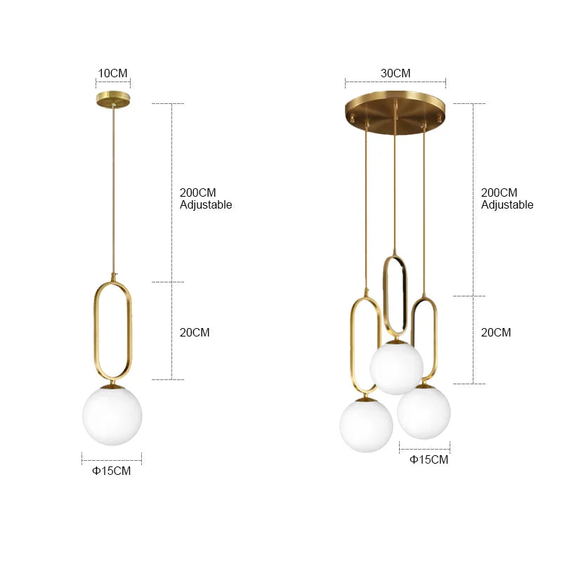 Axyaa Brass Glass Ball Chandeliers for Home Living Room Decor Bedroom Pendant Lights