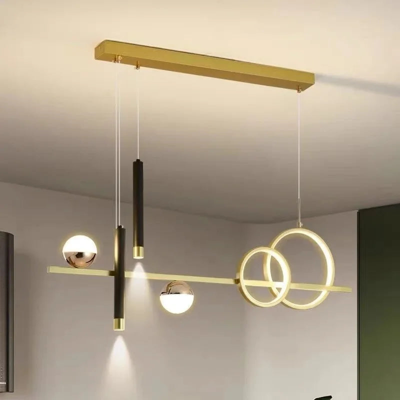 Axyaa Black Gold LED Chandelier 80cm 100cm for Dining Room Minimalists