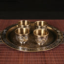 Axya Dragon Phoenix Metal Tea Set Tray 6 Teacup Teapot Teaware Utensils