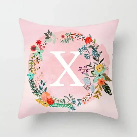 Axyaa Wreath Alphabet Pillow Cover - 45x45cm